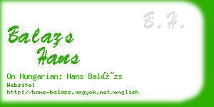 balazs hans business card